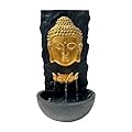 XBrand 30 in H Fiber Resin Wall Buddha Zen Outdoor Garden Water Fountain w/Warm LED Light, Gold