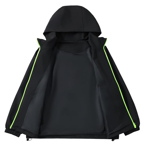 YOUTHUP Men's Outdoor Jacket Waterproof Windproof Soft Shell with Hood Pockets Lightweight for men Raincoat Hiking (M-3XL)2