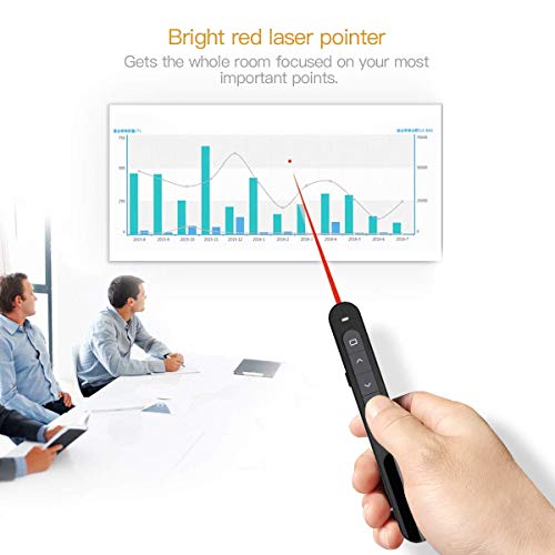 Image of COOLCOLD Laser Pointer | Up to 20m Wireless Range | Wireless Presenter for Presentation, Slide Changer, USB Power Point Remote Control Pen PPT Controller with Clip | Black - 1 Year Warranty