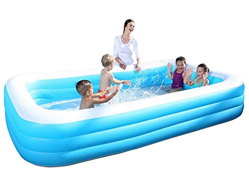 Jilani Kids Swimming Pool Inflatable Size 10ft by 6ft by 22inches with inflator Pump-image-6