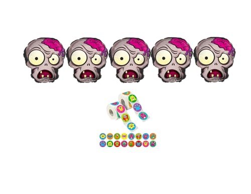 Set Of 5 Zombie 18'' Balloons With 10 Monster Stickers Included M...