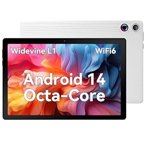 10 Inch Tablet Android 14, 10GB RAM 64GB ROM 1TB TF, Octa-Core 2.0GHz Processor, 5G+2.4G WiFi 6, 8+5MP Dual Camera, 5000mAh Battery, Newest Tablets with Widevine L1 (White)