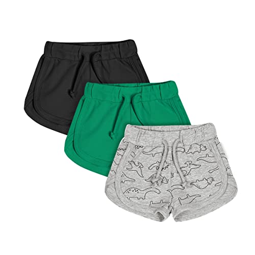 Image of Teach Leanbh Toddler Baby Boys Girls 3 Pack Athletic Shorts Cotton Soild Color Printing with Drawstring