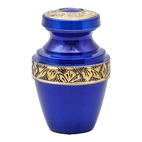 Home Elm Cremation Urns for Human Ashes - Decorative Urns - Grecian Keepsake Urn Small Urns for Human Ashes- Handcrafted Funeral Urns for Male & Female for Ashes with Velvet Bag, Blue