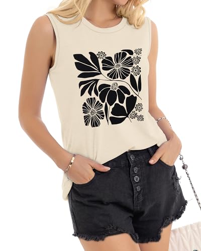 Image of Womens Tank Tops Summer Casual Sleeveless Top Loose Fit Basic Tunic Shirts