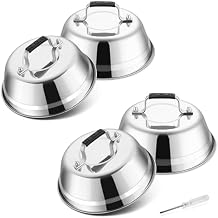 Onader 6 Inch Round Melting Dome Griddle Lid Set of 4, Stainless Steel Small Basting Cover