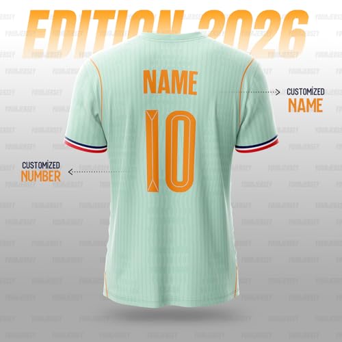 Image of YOURJERSEY Football World Cup 2026 Football Jersey All Team Jersey Custom Name & Number Print | Fan Personalised T-Shirt Sizes for Kids 2Y to Adults 4XL