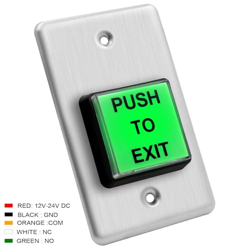Bouton de sortie pour évacuation rapide avec indicateur LED carré vert