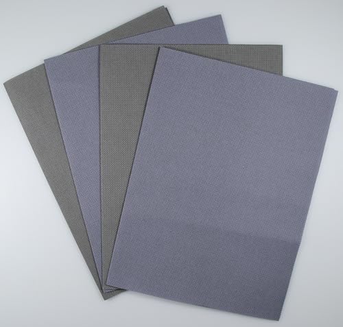Image of KCS 4 /6 pc of 12 inch x 18 inch(30cmx45cm) 18CT Counted Cotton Aida Cloth Cross Stitch Fabric (4 pc,Light Steel Grey+Medium Grey)