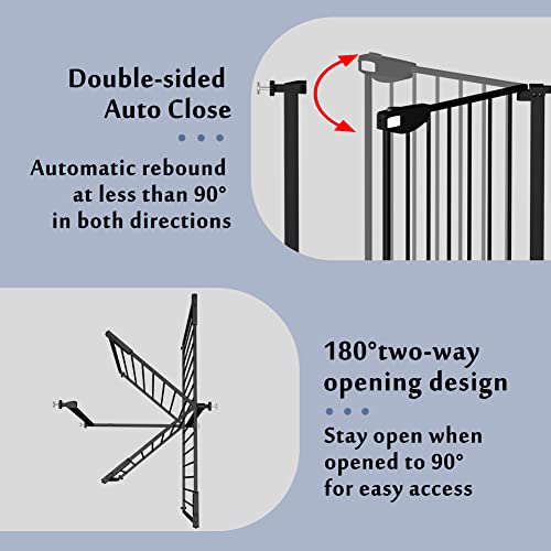 Dearbb Triple Lock Baby Gate For Stairs Doorways And House 31" To 86" Extra Wide Pressure Mounted Easy Walk Through Auto Close Safety Pet Gate Black 49.21-67.32" #TOP4