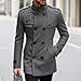 Men's Classic Double Breasted Slim Fit Mid-Length Jacket Business Stand Collar Trench Coat Fashion Outerwear(Gray,Medium)