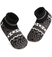 MaaMgic Mens Fuzzy Warm Slipper Socks Non Slip Skid Winter Cozy Knit Fleece Lining Indoor Socks w...