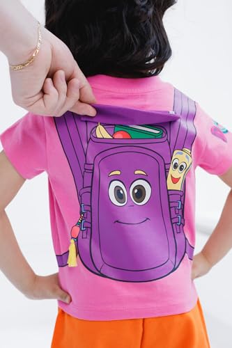 Image of DORA Nickelodeon Girls Cosplay T-Shirt & French Terry Shorts Outfit Set Toddler to Little Kid Sizes (2T - 7-8)
