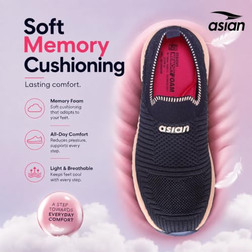 Image of ASIAN Breeze-04 Women's Slip-On Walking Shoes | Lightweight Knit Sneakers with Memory Foam Comfort | Casual, Travel