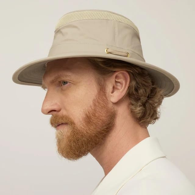 Tilley T5MO Organic Cotton Airflo Hat, Khaki With Olive Underbrim, 7 1/2 - Image 3