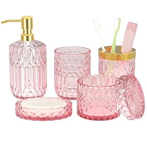 Pink Bathroom Accessories Set, 5Pcs...