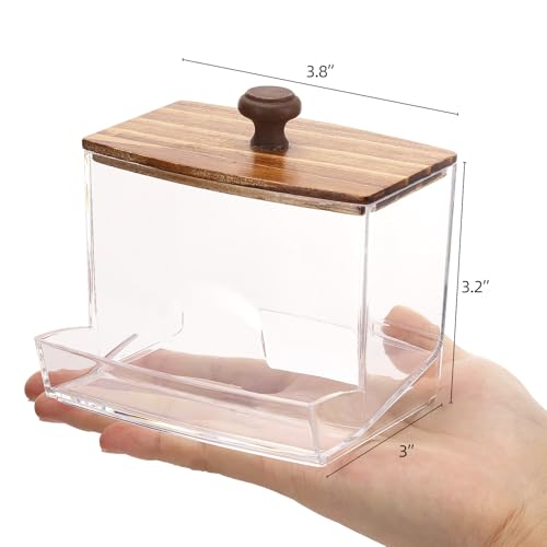 Image of Tbestmax 10oz Qtip Holder Dispenser Big Clear Bathroom Container for Cotton Ball, Cotton Swabs, Floss - Bathroom Organizer Accessories for Storage