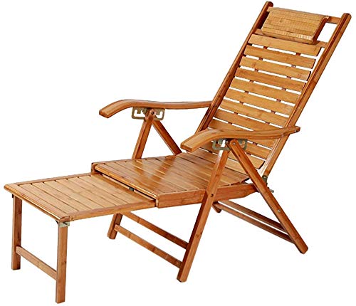 Chaise longue en bambou pliable avec têtière relax de jardin