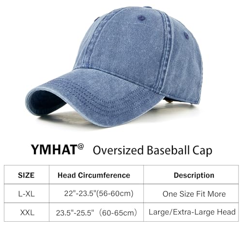 Image of Oversized XL XXL 100% Cotton Basebal Cap Large Dad Washed Sport Cap Unconstructed Low Profilel Hat for Big Head(23.5 inch-25.5 inch)