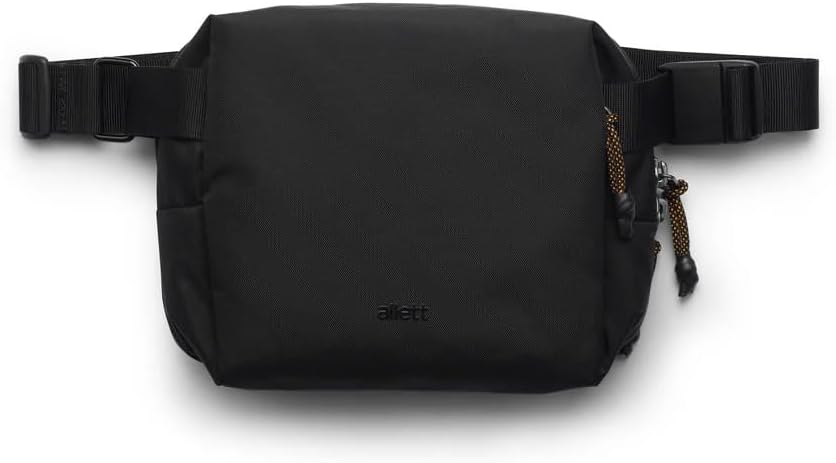 Allett Daily Mini Sling Bag for Men & Women | 2.3L Recycled Crossbody or Hip Pack | Phone Sleeve, Magnetic Buckle, Sunglasses Pocket | Stretch Compartments, Water-Resistant | Black