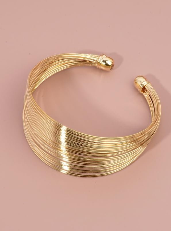 Geometric Multi-layer Opening Bangles Fashion Minimalist Wide Cuff Bangle Women Daily Wear Bracelet Jewelry Gift