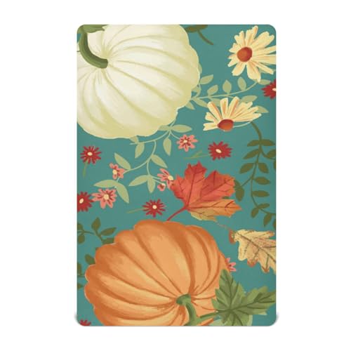 Moudou Autumn Harvest Pumpkin Playard Sheet for Boy Girls, Soft Breathable Fitted Toddler Sheet for Standard Playard Bed Mattress, 39 x 27 x 5 Inch