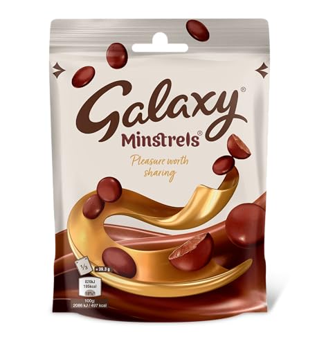 Galaxy Minstrels Milk Chocolate Sharing Bag 118g Smooth Chocolate Buttons with a Crisp Candy Shell Chocolate Treat Movie Night Snacks Party Treats & Hamper Fillers
