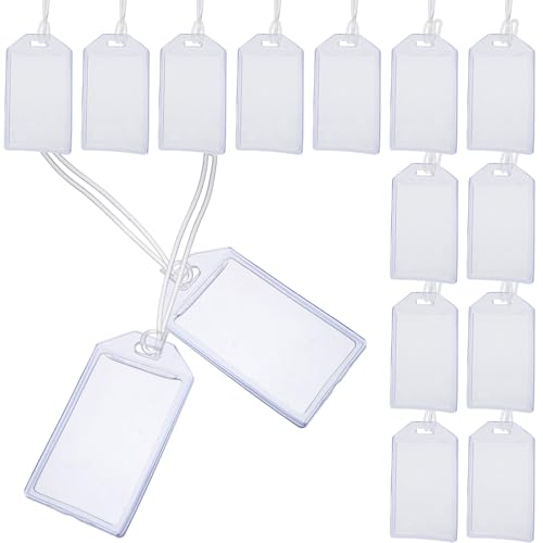 healvian 16個 透明製カードタグホルダー 防水名札ケース バッジ保護 スーツケース用荷物タグ ラベルホルダー 多用途オフィス旅行用品