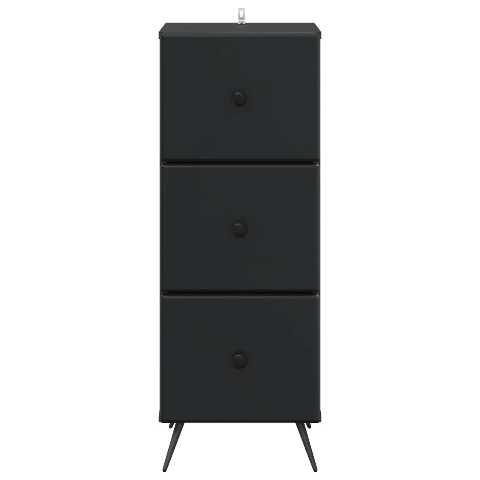 Cassettiera nera, 33 x 34,5 x 90 cm, in legno, moderno, con 3 cassetti, per ufficio, soggiorno e corridoio, stabile