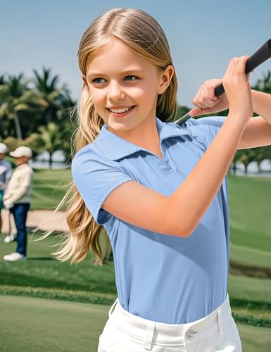 Image of KEREDA Girls Polo Shirts Golf Tennis School Uniform T Shirts Quick Dry Tops