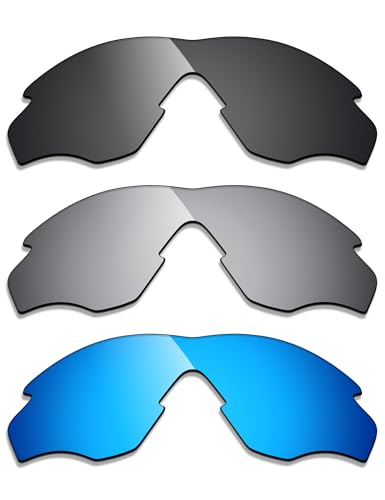 Alphax 3 Pair Polarized Replacement Lenses for Oakley M2 Frame XL OO9343 - Black+Titanium+Blue
