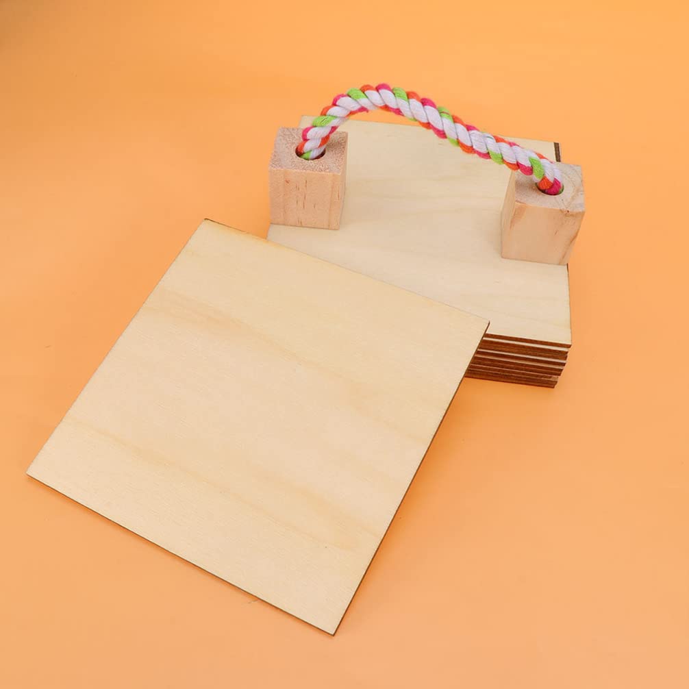Ciieeo 6 Piezas Decoración Astillas De Madera Sin Terminar Láminas Cuadradas De Madera Para Proyectos De Bricolaje y Pintura