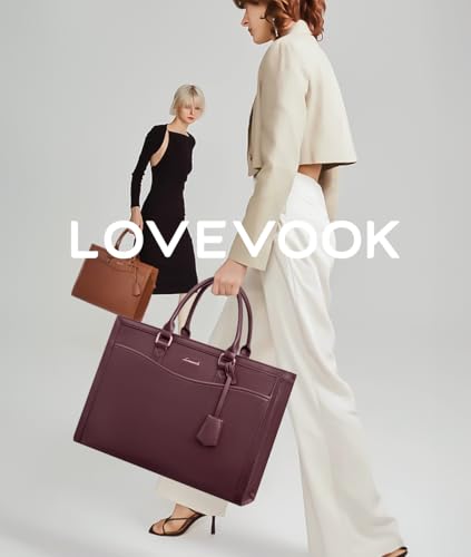 Image of LOVEVOOK Laptop Tote Bag for Women, Office Work Bag Briefcase fit for 17.3 inch Laptop, Teacher Computer Bag Handbag,Purple