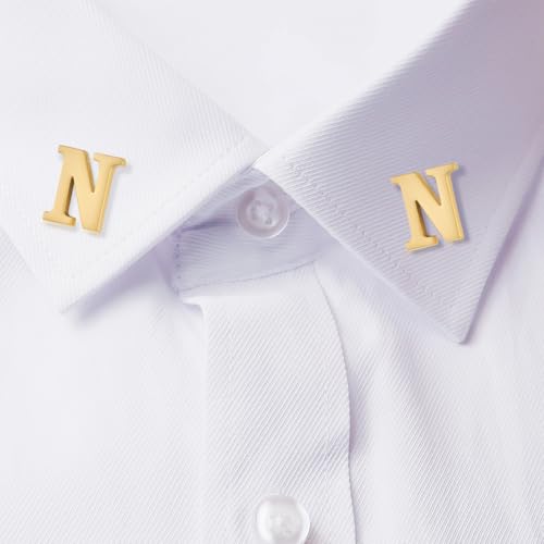 Image of HONEY BEAR Mens Womens Initial Alphabet Letter Lapel Pins Collar Badge Brooches for Business Wedding Graduation Gift Matte Gold 0.59 inches