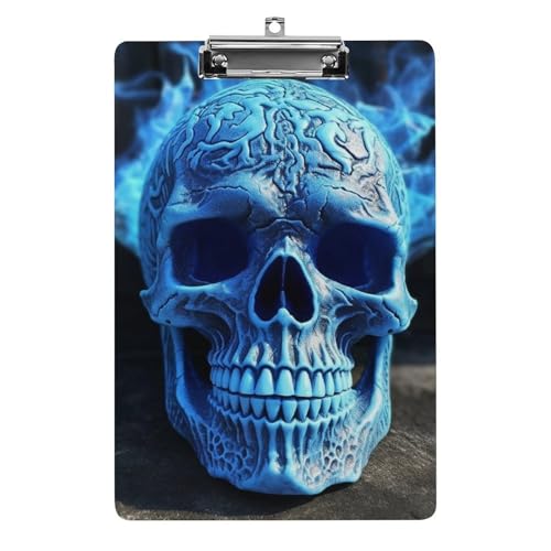 Porte-bloc acrylique design crâne bleu 3D finitions bureau premium