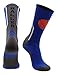 MadSportsStuff Baller Basketball Logo Crew Socks (Royal/White, Medium)