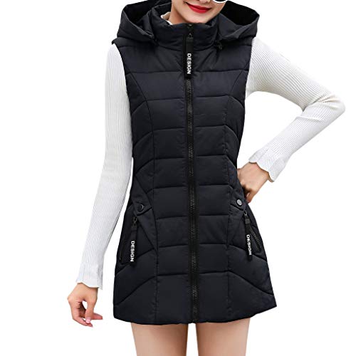 JESPER Women's Winter Slim Fitted Long Gilet Quilted Down Vest Padded with Zip