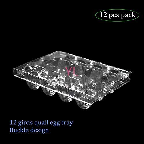 [12 Pack] Quail Eggs Storage Box Organizer Holder,12 girds Holder for a dozen Quail Eggs,Clear Plastic Premium Eco-Friendly Quail Eggs Tray for Family Pasture Farm Business Market Food Factory