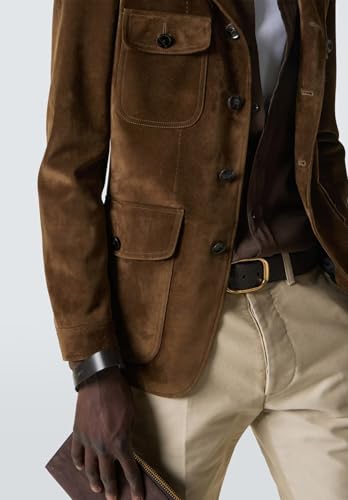 Mens Suede Leather Blazer Slim Fit Fashion Suit Jacket for Wedding Prom Dinner Party3