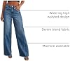 Jeans de tiro alto para mujer, pierna ancha, elásticos, de mezclilla 8