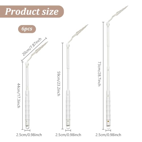 Image of WEBEEDY 6 PCS Duster Adjustable Length Handles Extendable Replacement Handles Compatible with Swiffer Duster Refill White Adjustable Pole Handle for High or Lower Cleaning Home Accessories