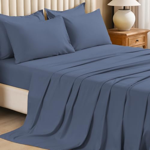 Image of Litanika Full Size Comforter Sets Bluish Grey - 7 Pieces Bed in a Bag Full Bedding Comforter Sets, Solid Lightweight Bed Set with Comforter, Sheets, Pillowcases & Shams