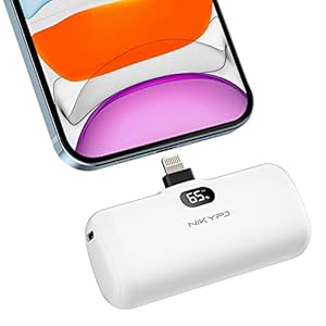 Mini-powerbank met led-display, 4 modi, led-licht, MFi-gecertificeerde powerbank, klein, compatibel met iPhone14/14 Pro/iPhone 13/13 Pro/13 Pro Max/12/12 Pro/12 Pro Max/11 Pro/XR/X/8/Plus, iPod, Airpods