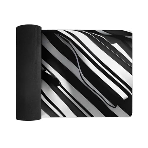 Grand tapis de souris design rayures noires et blanches chic