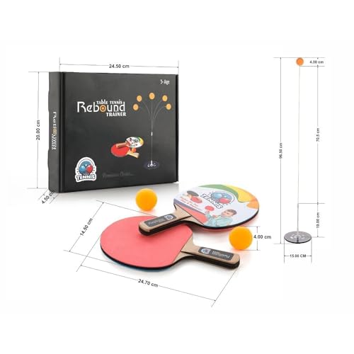 Image of Table Tennis Trainer Toys for Kids & Adults | Rebound Rackets and Balls Base Training Practice Set | Outdoor Indoor Games for Boys & Girls