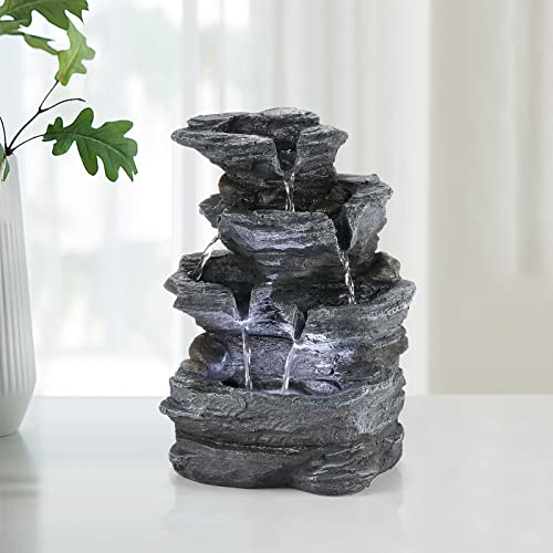 image for WICHEMI Indoor Fountain Tabletop Fountain Waterfall Fountains Stacked 