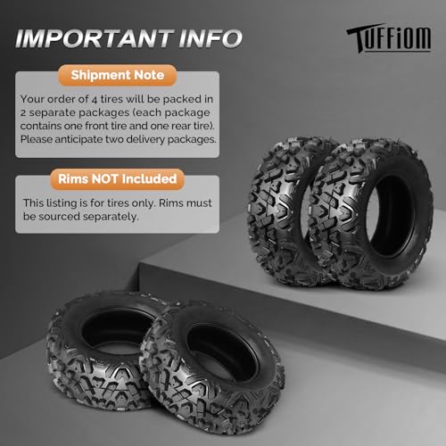 Image of TUFFIOM 26x9-12&26x11-12 Set of 4 for All Terrains, Mud Sand Off-road ATV UTV Tire for Trail Vehicles, 6 PR, Deep Tread, Tubeless