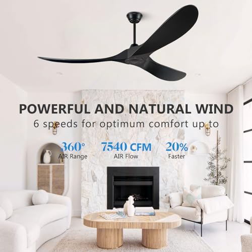 60 Inch Wood Ceiling Fan without Light - Outdoor Fan for Patio, Porch, Bedroom