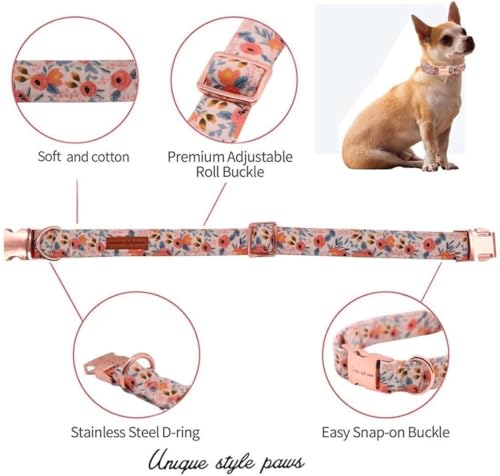 Unique style paws Rosa Rose Hundehalsband Geschirre Halsbänder & Leinen für Halsband Hund Breit Fliege Kette Hund Dog Collar Zughalsband Geschenke für Kleine Mittlerer Große Hunde XS