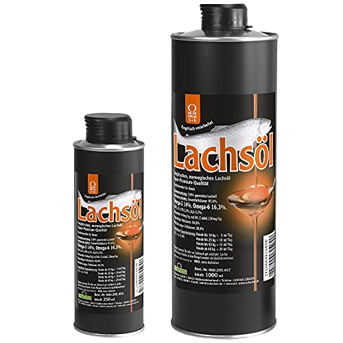 Schecker 100% Lachsöl 1L - aus fangfrischem Lachs in Premium Qualität - fördert schönes Fell und gesunde Haut